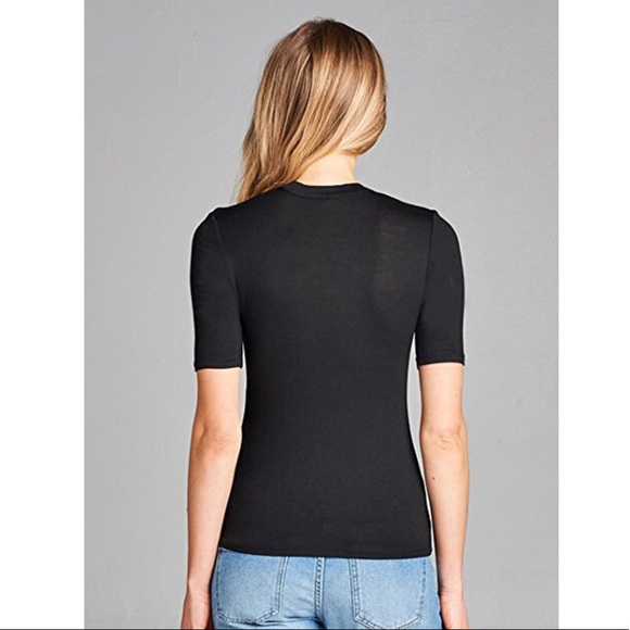 Black Lace Up Choker Soft Shirt - Picture 3 of 4